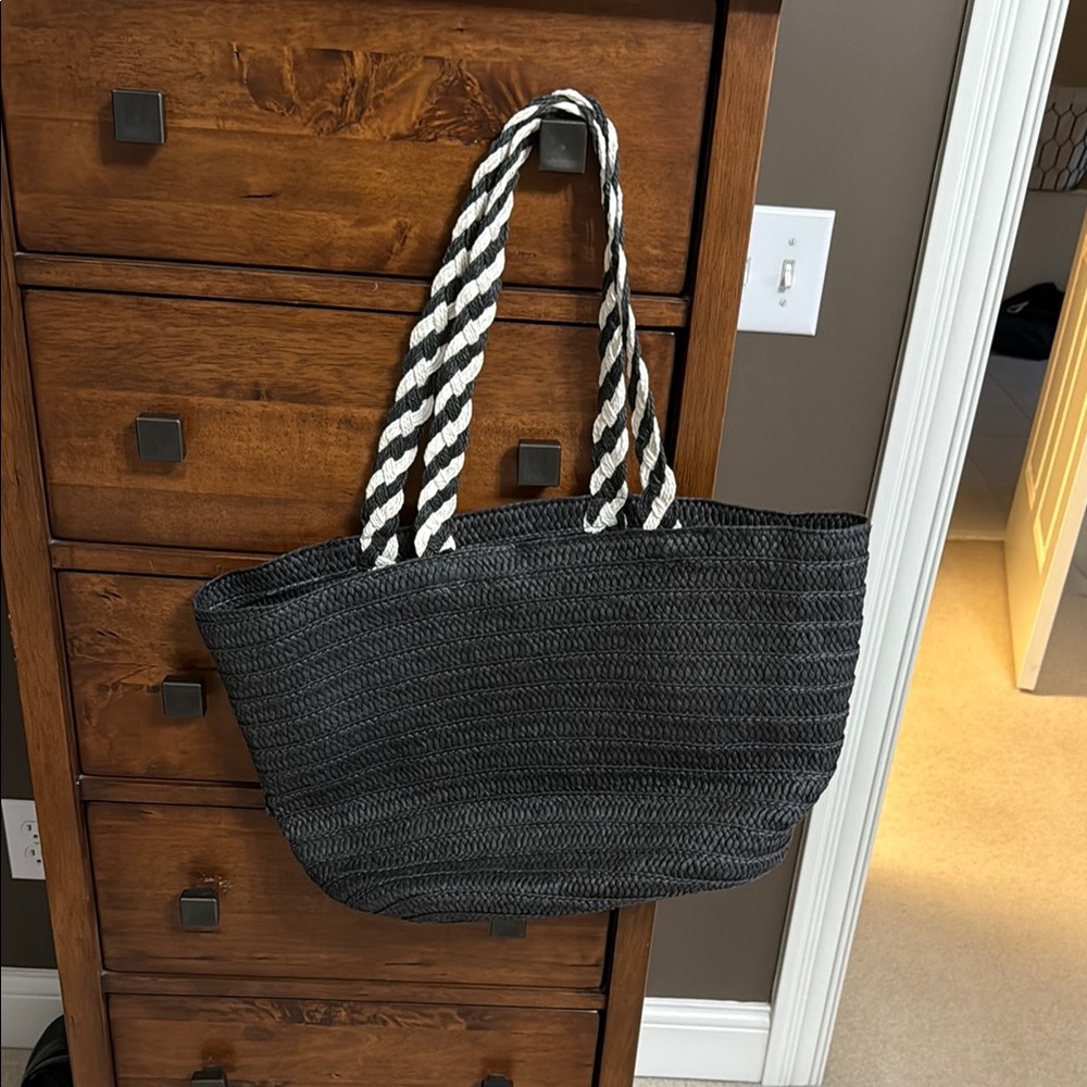 Rachel Zoe Black and White Striped Tote